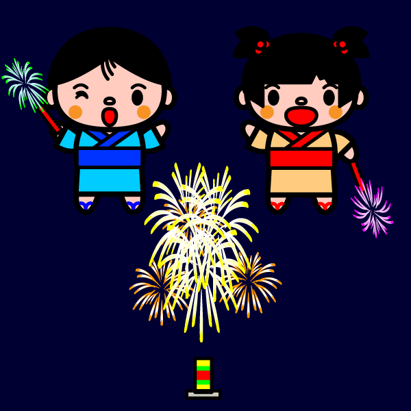 かわいい夏の花火の無料イラスト 商用フリー オイデ43