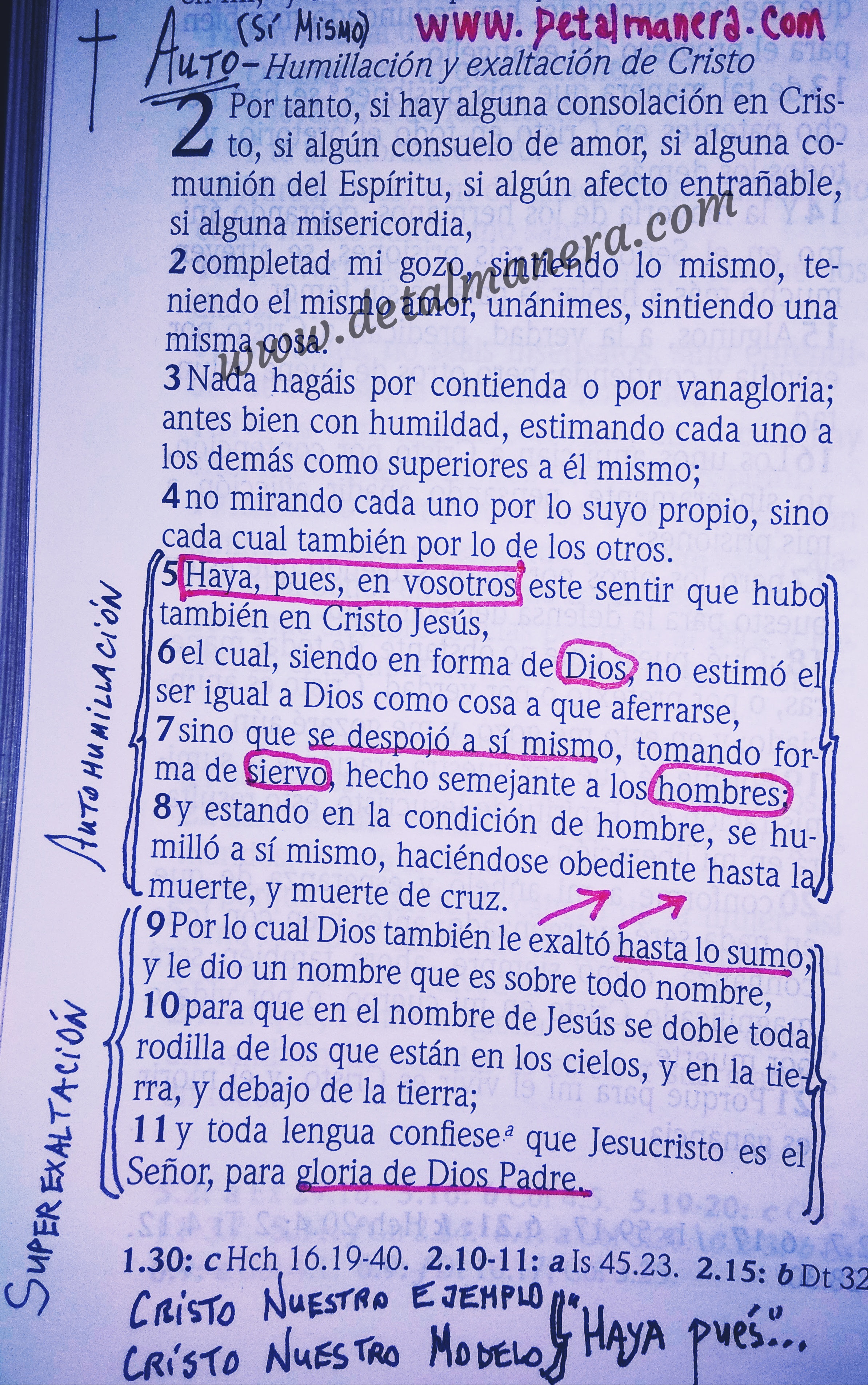 EL EJEMPLO DE CRISTO SEA EN VOSOTROS (Filip. 2:5-11) - DETALMANERA.  Devocionales Cristianos y Estudios Bíblicos.