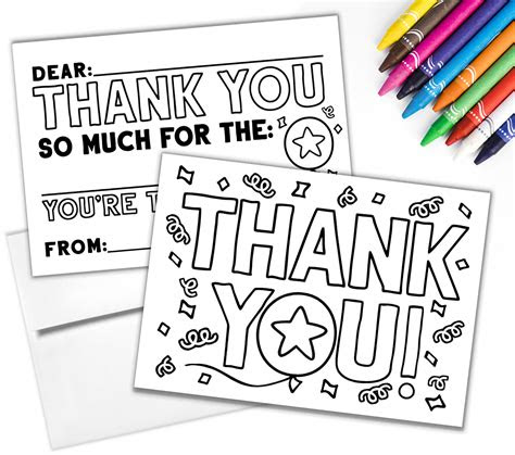  kids coloring thank you cards with envelopes set pack of 10