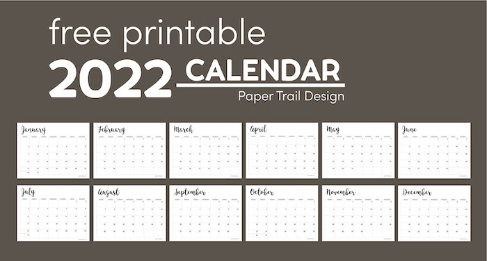 2022 calendar printable free template paper trail design