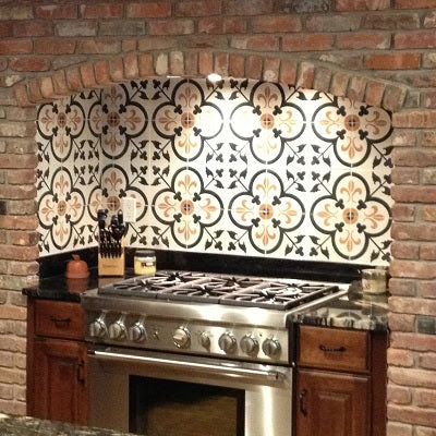 Custom Cement Tile Design for Kitchen Backsplash