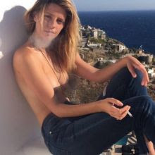 Mischa Barton topless smoking outside HQ Twitpic