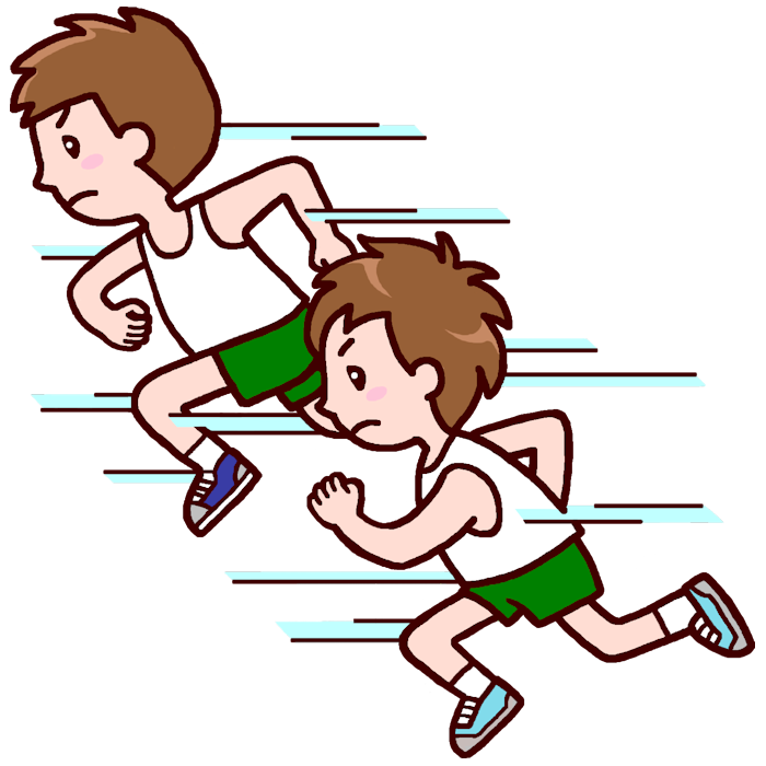 短距離争 カラー 陸上部 陸上競技の無料イラスト 部活動 クラブ活動 運動部 学校素材