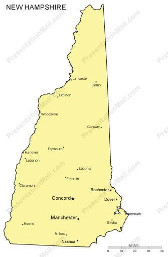 hampshire outline map  capitals major cities digital vector