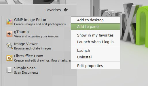 Menu options
