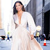 Eva Longoria Baston slays Roberto Cavalli Long-Sleeve Midi Dress and Santoni Satin Platform Sandal for  Flamin Hot Promo 