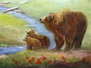 Bears in Montana landscape in oils by Barbara Haviland