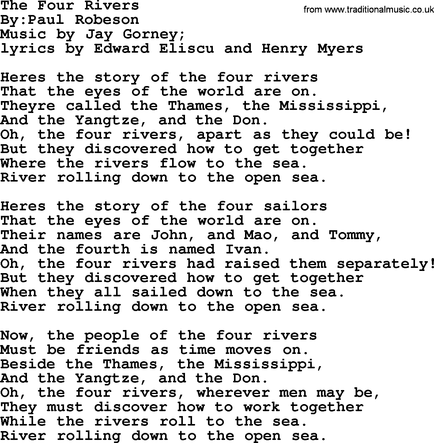 Download The Four Rivers Political Solidarity Workers Or Union Song Lyrics