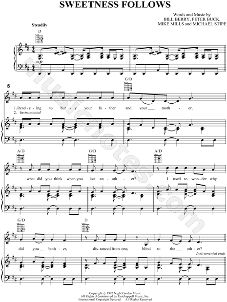 R E M Sheet Music Anthology Pianovocalguitar Human