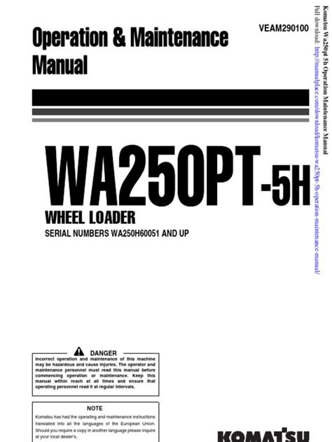 eBook Komatsu Wa250pt 5h Operation And Maintenance Manual (PDF / ePub)