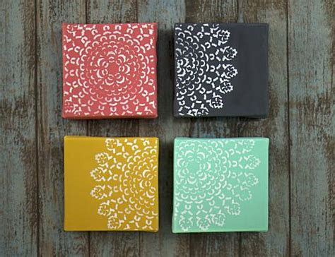 Winsor and newton 2150386 galeria acrylic paint, mars black, . Doily Quartet Art Canvas Set - Project by DecoArt