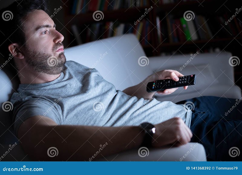 15+ Sad Man Alone Watching TV
