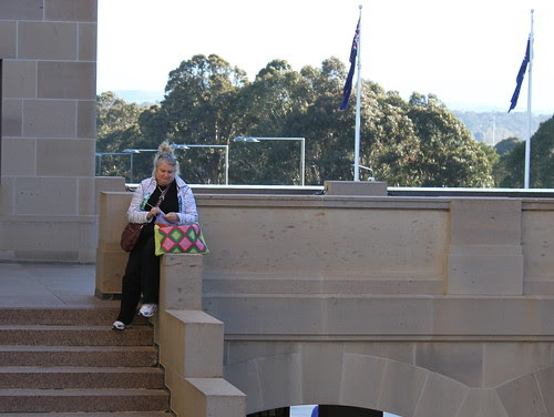 Knitting at the War Memorial