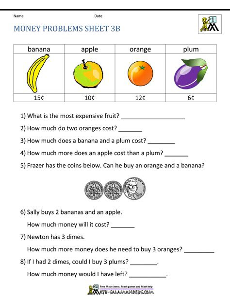 One such resource is free downloadable worksheets. money worksheets for first grade