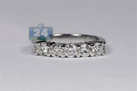 Most people wear wedding rings on the fourth finger of their left hand—we even call it the wedding ring finger. but why that finger? Womens Diamond 5-Stone Anniversary Ring 18K White Gold 1.10 ct