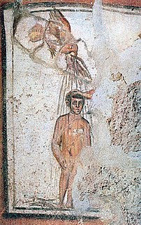 Representation of baptism in early Christian art.
