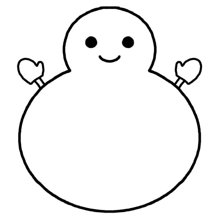 雪だるま1 白黒 雪 冬 枠 ふきだし 無料イラスト素材