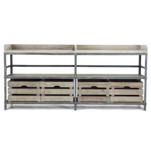 Ardsley Industrial Loft Grey Metal Bakers Rack Sideboard