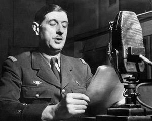 General de Gaulle speaking on the BBC during t...