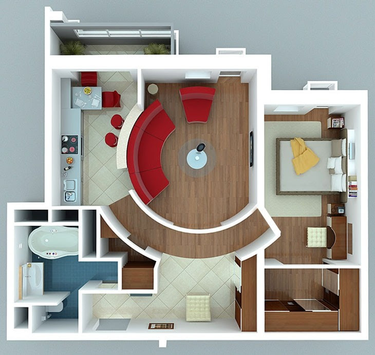 Apartment with Curved Walls  Interior Design Ideas.