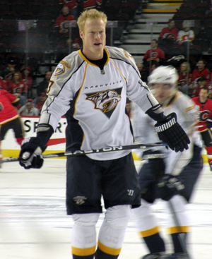 Nashville Predators forward Wade Belak prior t...