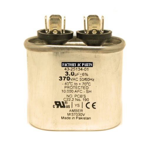  CAPACITOR 3 MFD 370 VAC OVAL DIRECT REPLACEMENT FOR RHEEM RUUD WEATHERKING OEM PART 43-25134-01