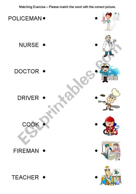 This skill is helpful for preschoolers to identify differences and . matching exercise occupation esl worksheet by tracytsoi