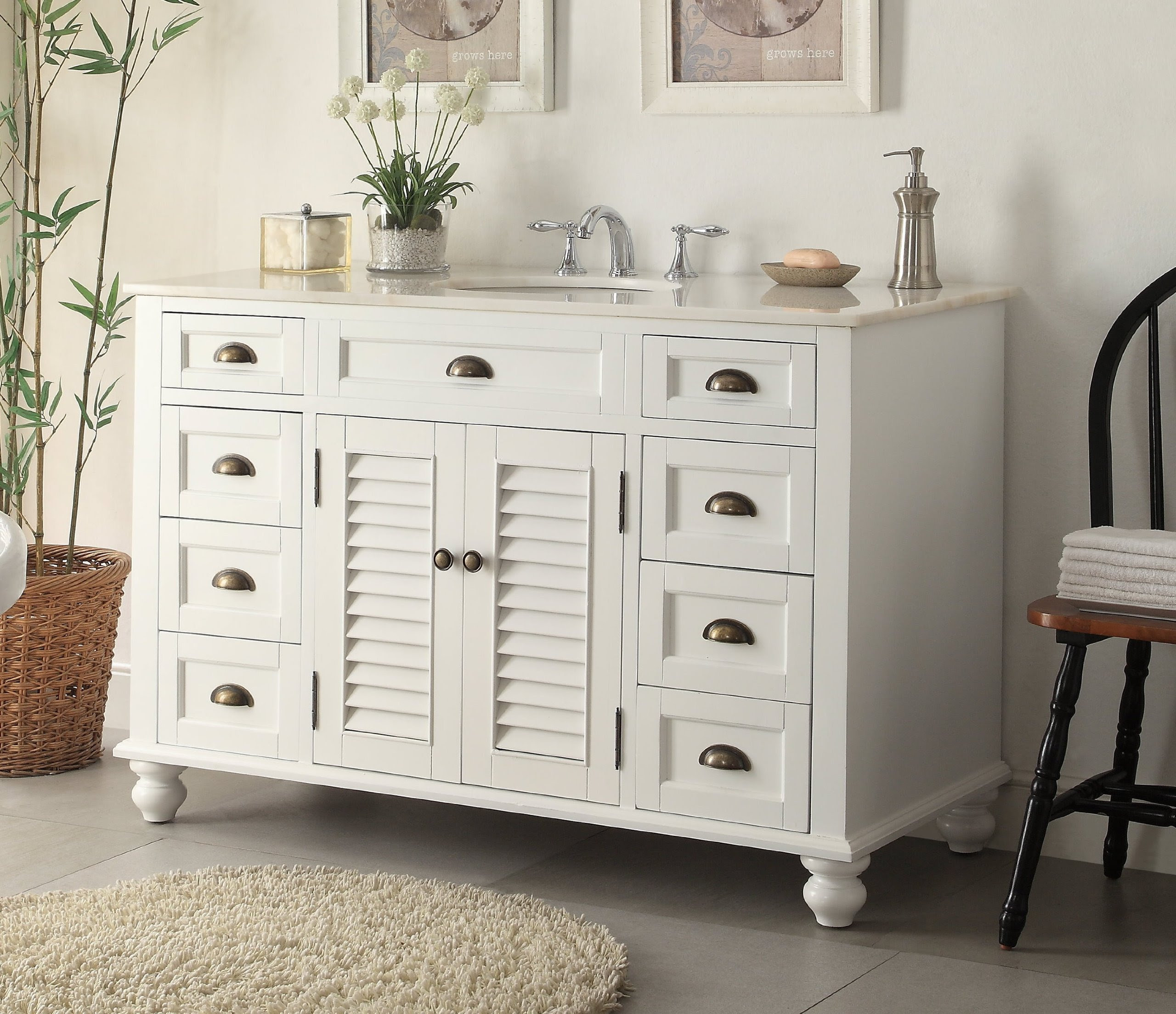 48 Cottage Look Glennville Bathroom Sink Vanity Model CF28327W
