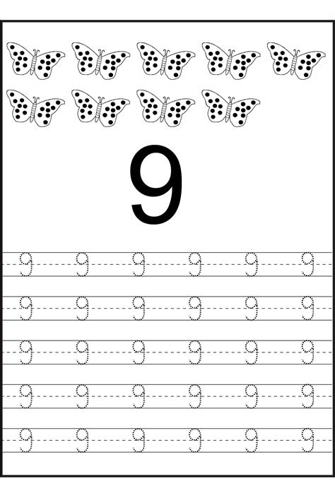 Number 9 worksheets that parents and teachers can print for kids. number 9 worksheets to print activity shelter