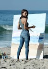 Emily Ratajkowski – Paints The Beach Wearing American Eagle Denim – Malibu, CA 8/16/2016