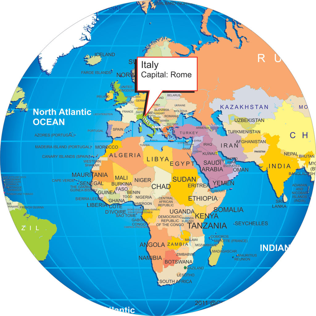 Where Is Italy World Globe