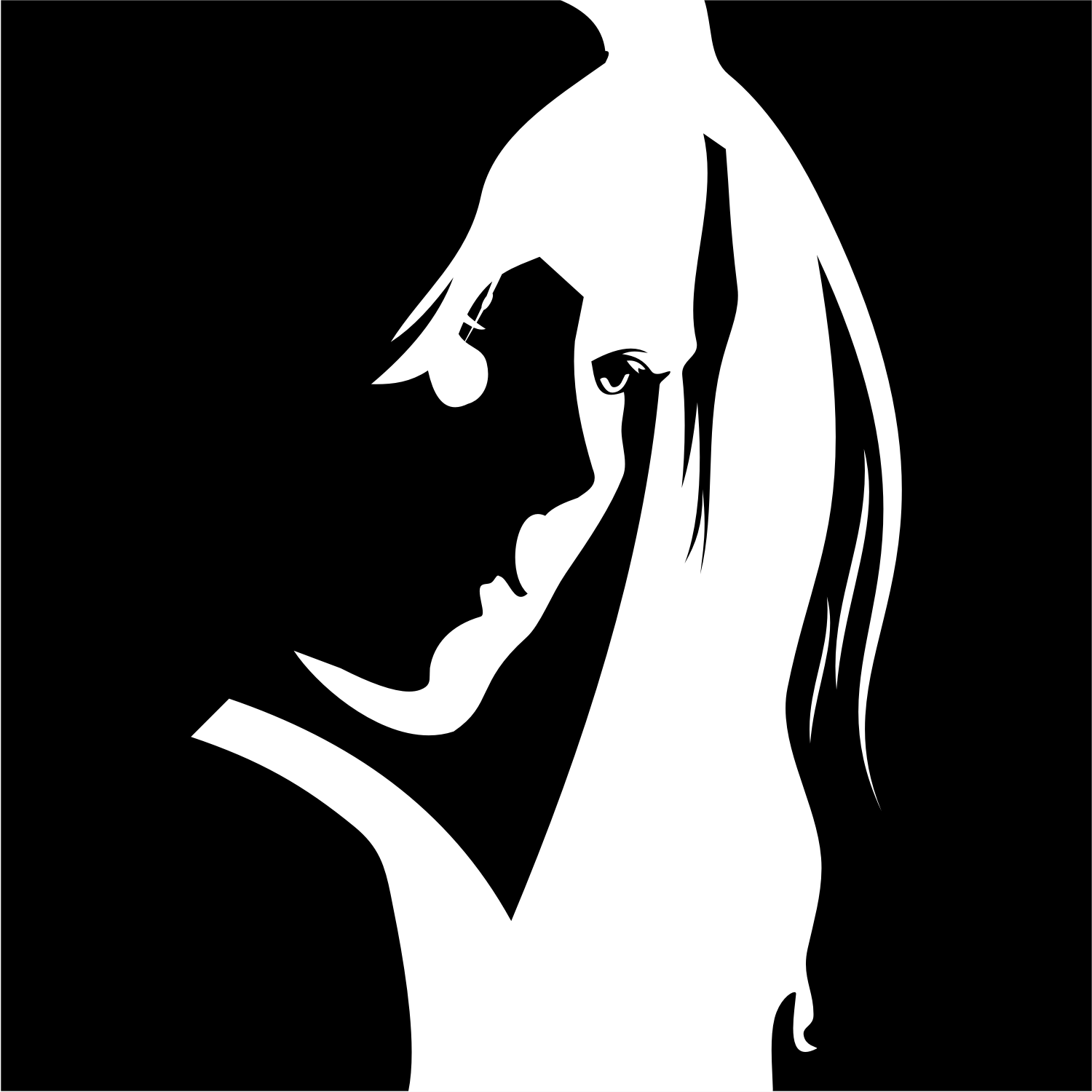 Download 11 Woman Face Silhouette Vector Images - Black and White Pretty Woman Face Silhouette, Black and ...