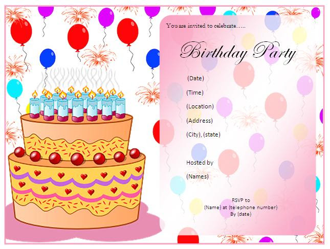 Birthday Party Invitation Template Blue Layouts