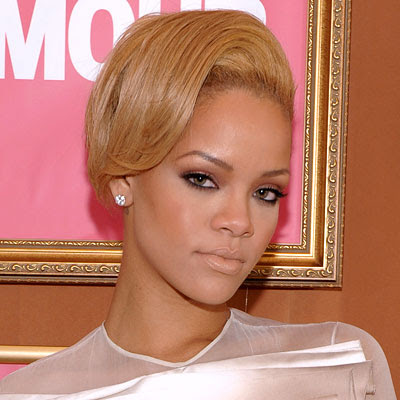 black hair honey highlights. Rihanna-Black Hair-Blond Hair