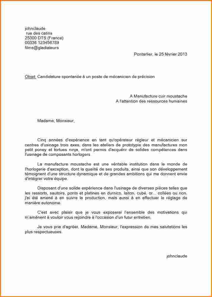 courrier spontane de demande d'emploi - Modele de lettre type