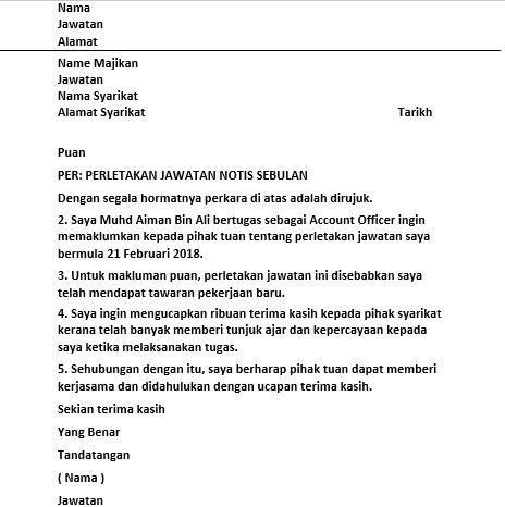 contoh surat rasmi syarikat