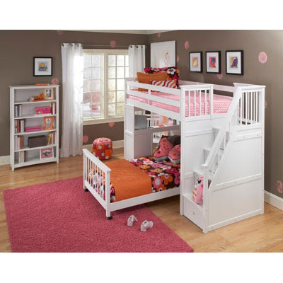 NE Kids School House Stair Loft Bed with Desk End | Wayfair