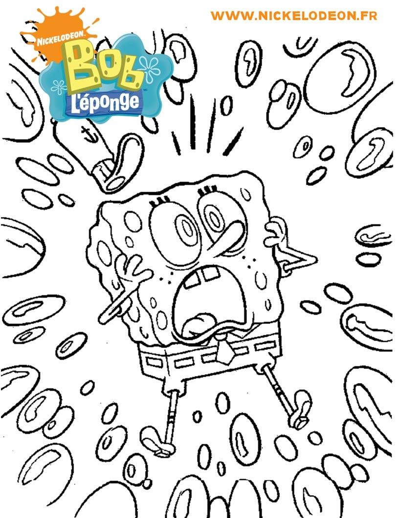 La fªte   la plage Coloriage de Bob l éponge qui panique Coloriage Coloriage DESSINS ANIMES Coloriage