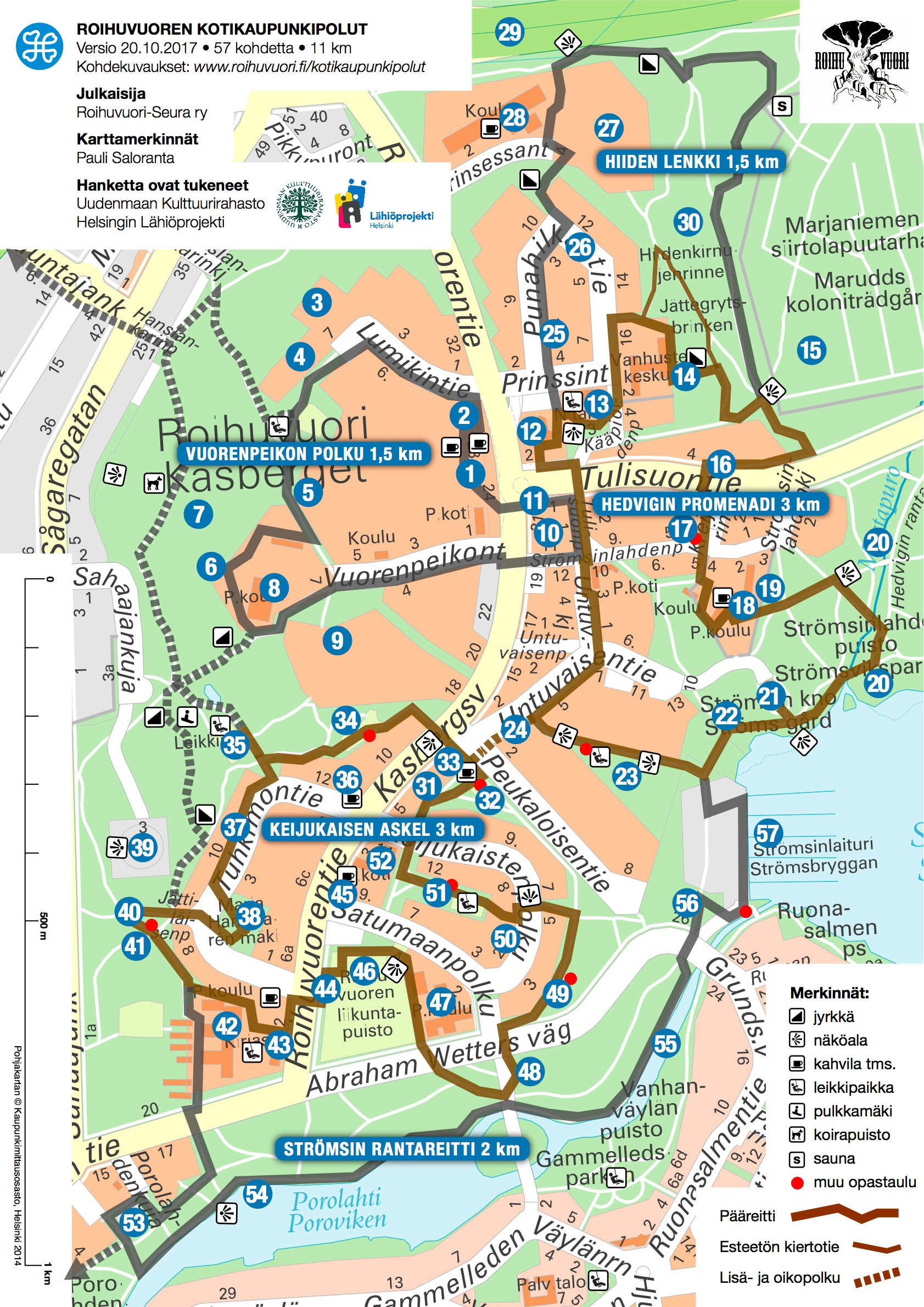 helsinki kartta kävellen Roihuvuoren kotikaupunkipolut helsinki kartta kävellen