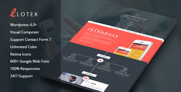 Lotek - Modern App Landing Page WordPress Theme