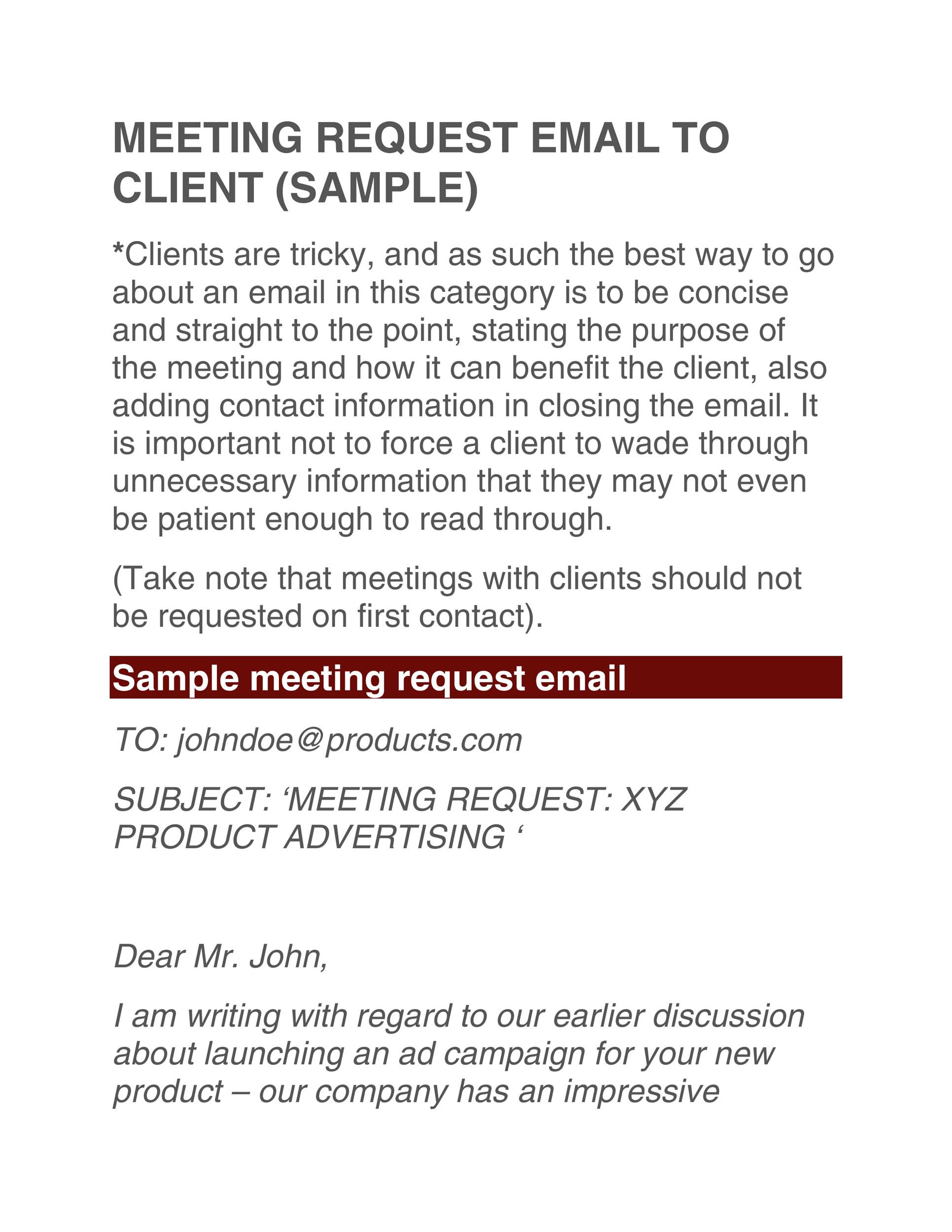 Sample Email Invitation For Business Meeting