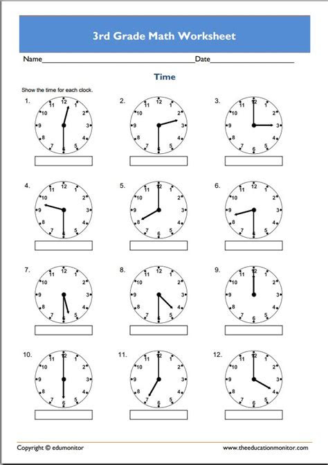  free 3rd grade math worksheets edumonitor