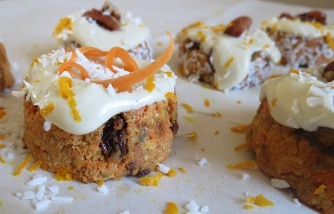 Carrot Cake Bites with Creamy Orange Maple Frosting (Raw Vegan Dessert)