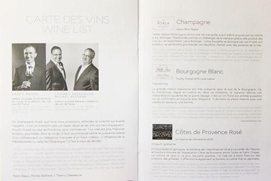 Air France New Business Class Menu