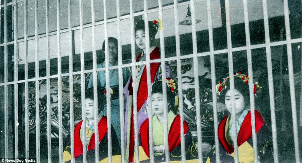The images often served as postcards to entice foreigners to try the delights of Yoshiwara. They also allowed future customers to pick the girls they wanted prior to entering the district