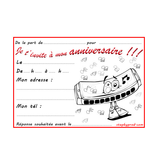 Categorie Carton Invitation Anniversaire Musique Des Coloriages Et Des Dessins Pour Les Enfants