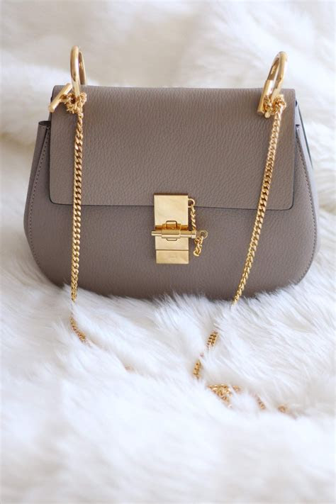 chloe drew bag grey small leather gold