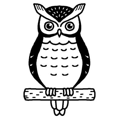 フクロウ 鳥 動物 無料 白黒イラスト素材