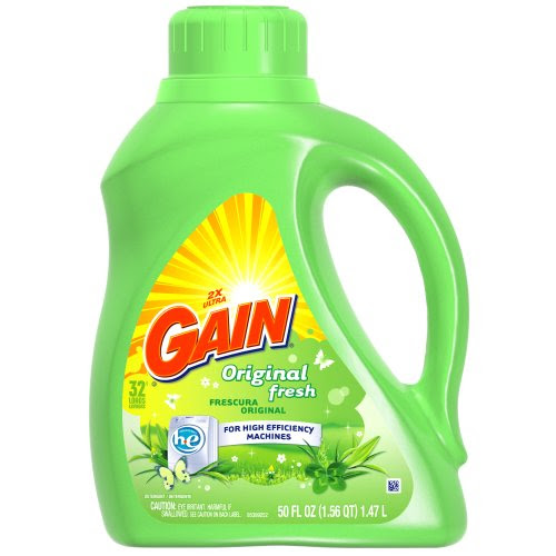 Gain Liquid Detergent for High Efficiency Machines, Original Fresh, 32 Loads, 50-Ounce Bottles (Pack of 6)