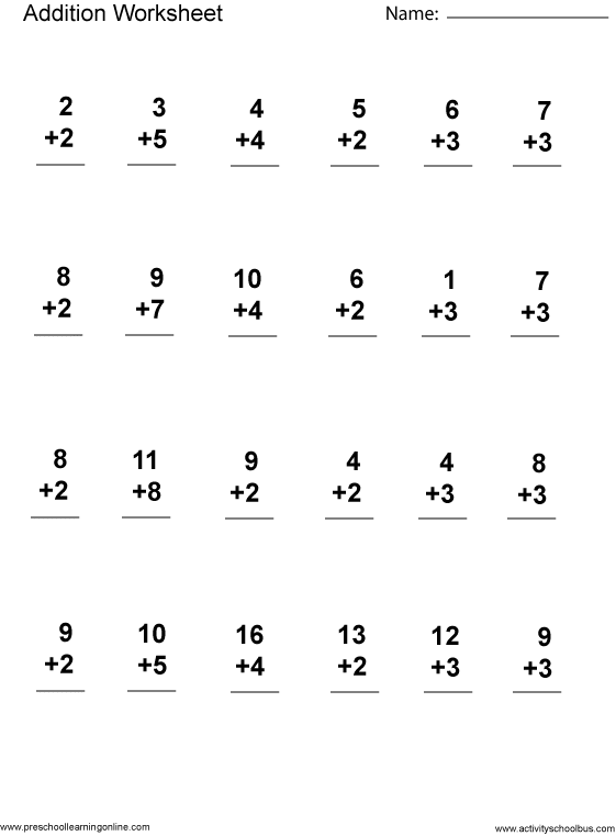 NEW 917 PRINTABLE KINDERGARTEN AND FIRST GRADE MATH WORKSHEETS ...